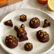 orange and lemon flavored chocolates in Easter shapes (including Easter eggs and an Easter bunny).