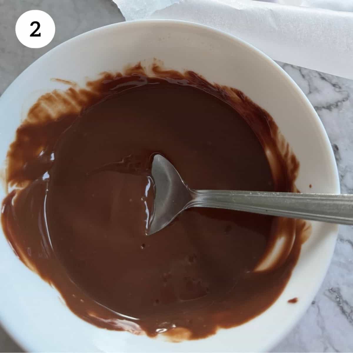 melting chocolate chips in a microwave-safe bowl.