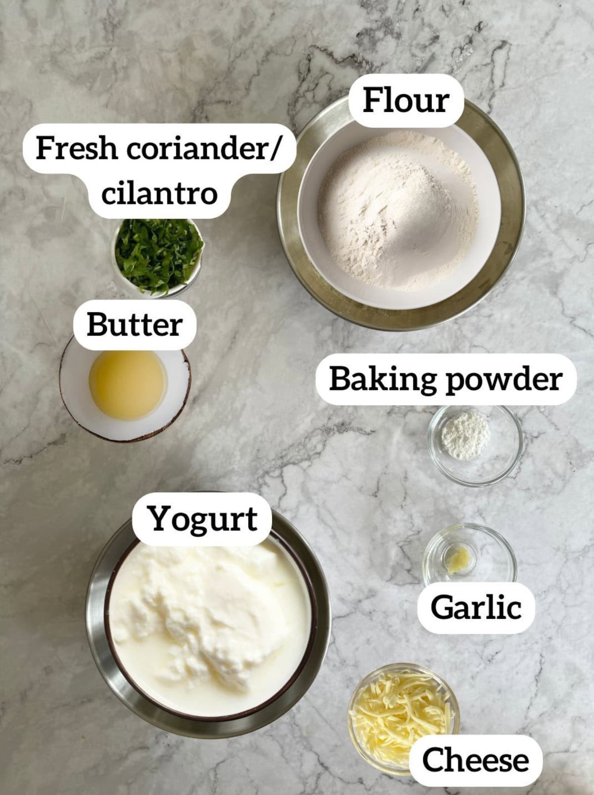 cheesy garlic naan bread ingredients.