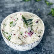 creamy yogurt rice in a bowl.