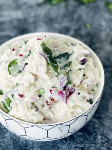 creamy yogurt rice in a bowl.