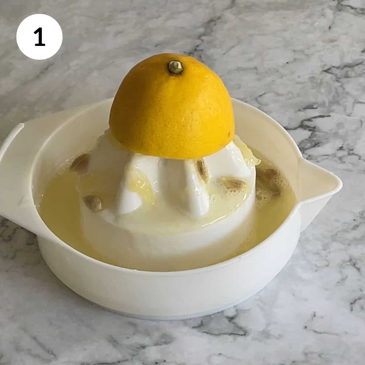 squeezing juice from lemon.