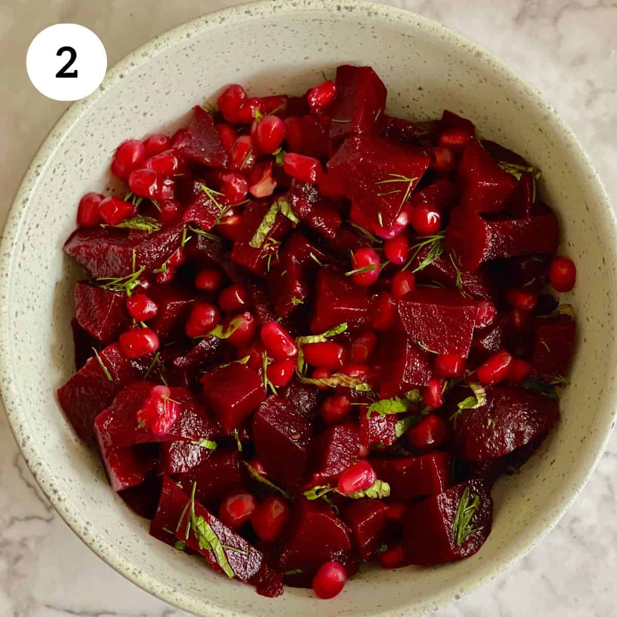 bowl of beetroot salad.